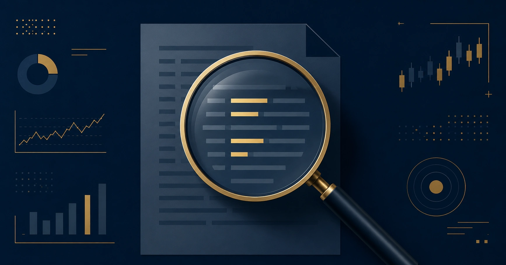Abstrakte Lupe auf Finanzdaten — Confirmation Bias und Bestätigungsfehler beim Investieren